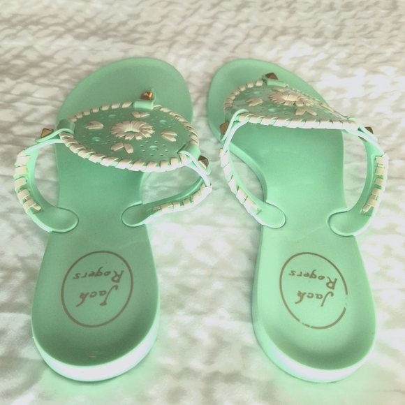 JACK ROGERS Women's Seafoam Green Georgica Jelly Boho Thong Sandals Size 8 - Picture 6 of 12